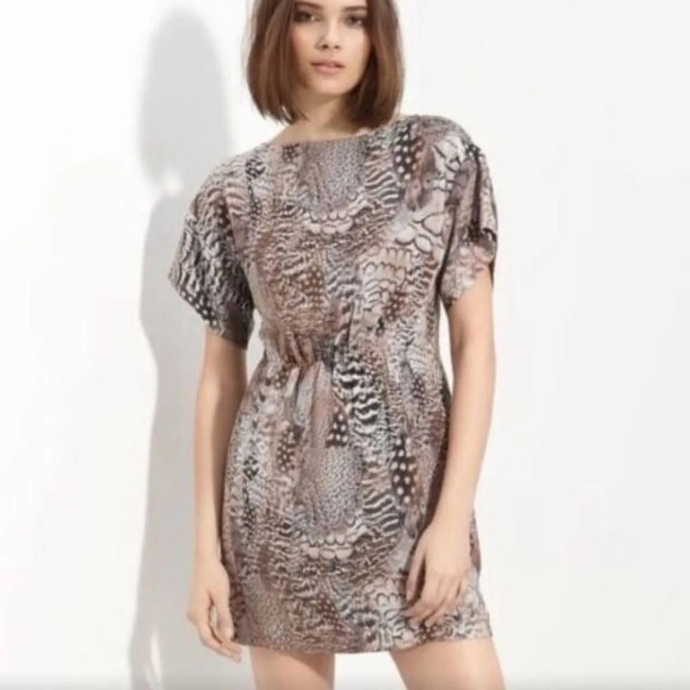 rag & bone Dalmeny Silk Feather Print Mini Dress